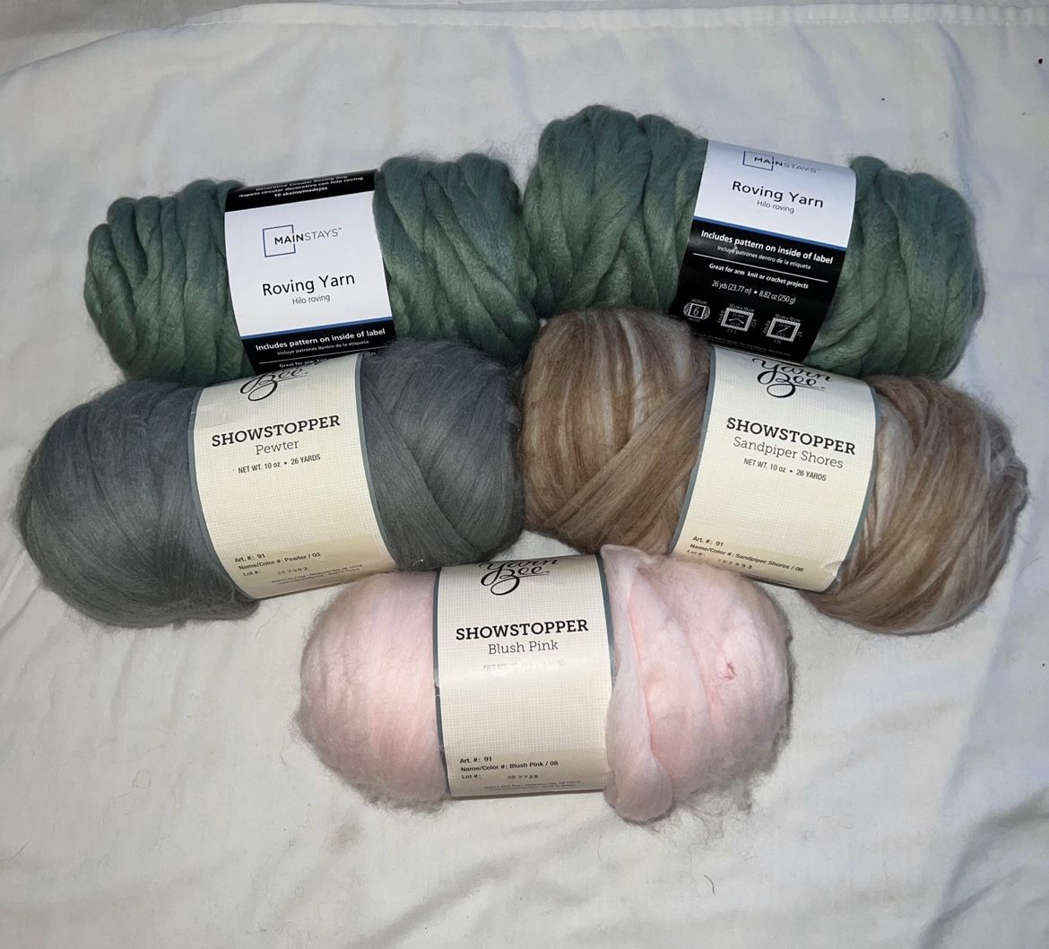 Five Skeins Yarn / Showstopper Yarn Bee & Mainstays Hilo ($20)