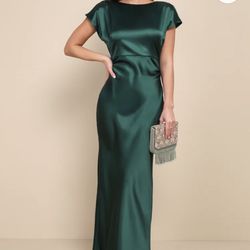 Lulus Forest Green Cowl Back Maxi Dress