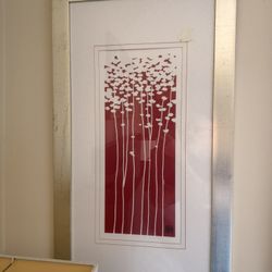 Pair Of Abstract Red Tree Pictures 