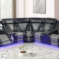 Power Reclining Livingroom Sectional Couches Sofa 🛋 With Bluetooth Speakers 