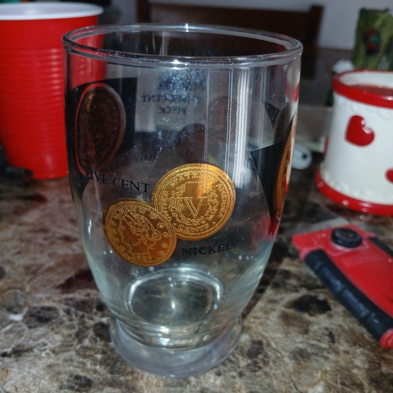 Antique SET COIN GLASS ES