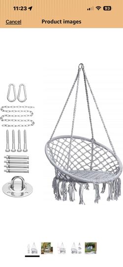 Hammock Chair Macrame Swing with Haning Hardware Kits,Boho Style Hanging Swing Chairs for Indoor/Outdoor Home Patio Porch Yard Garden Deck,265 Pound C