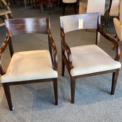 Set Of 2 Brown Accents Chairs W/ Oatmeal Seat Cushions  SKU  FBBVHX