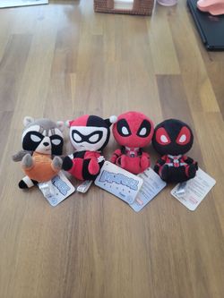 Marvel & DC Funko Mopeez Plushie Lot - Deadpool Spider-Man Harley Rocket NWT