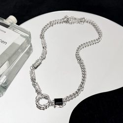 Necklace men's high-end handsome niche fashion brand sweater chain men's and women's simple versatile hip-hop titanium steel men's accessories