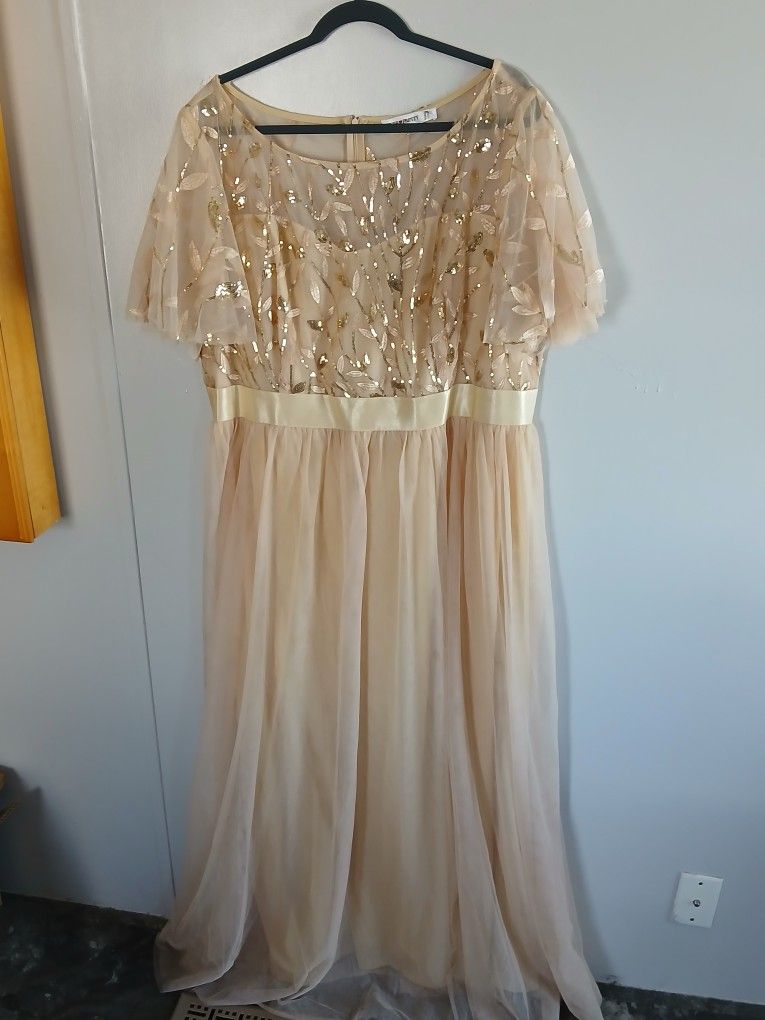 Ever Pretty Gold Leaves Formal Dress Size 26