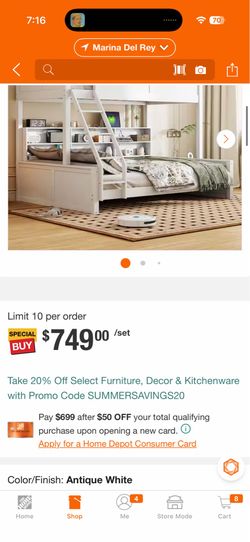 Antique White Twin XL Over Queen Wood Bunk Bed with Storage Shelves and USB Ports (Qty. 2)