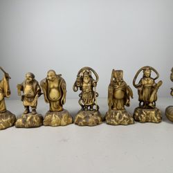 Antique Japanese Seven Lucky Gods Celluloid Figurines 