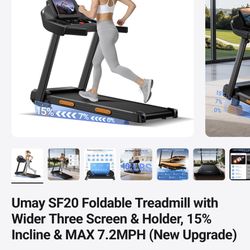 UMAY Foldable Treadmill Walking Pad 15% Incline