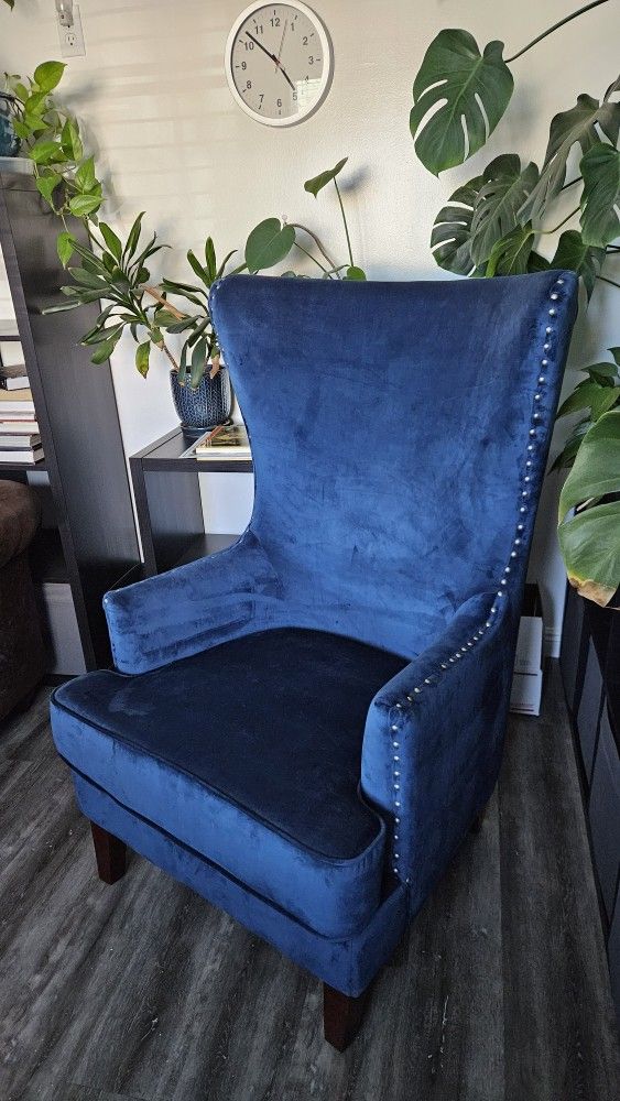 Large Wingback Accent Chair in Navy