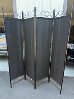 4 Panel Room Divider 5.6FT Steel Frame Screen Folding Privacy Divider Freestanding Partition for Home Office Bedroom (Black)