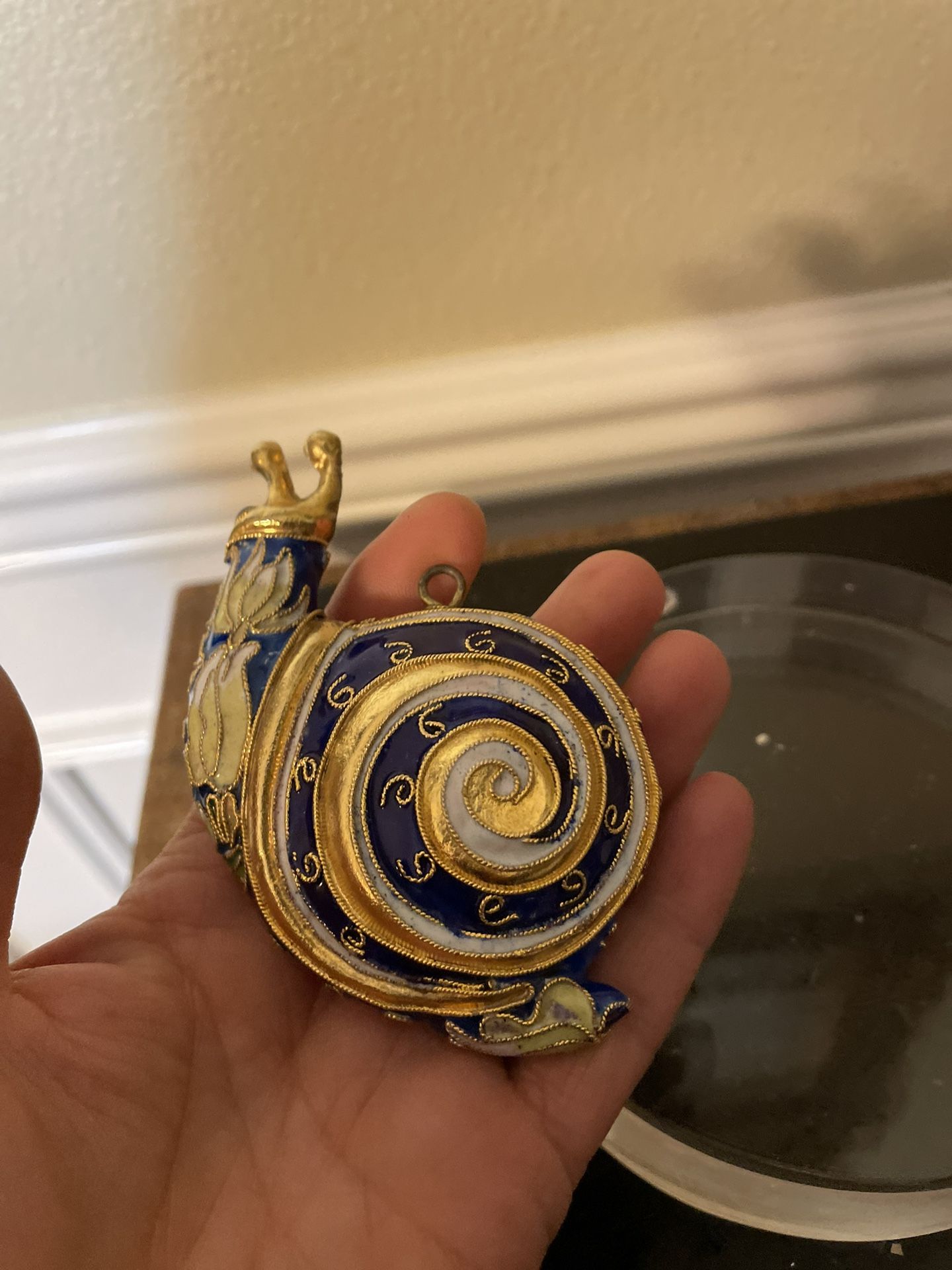Vintage Chinese Cloisonné Enamel Snail Figurine