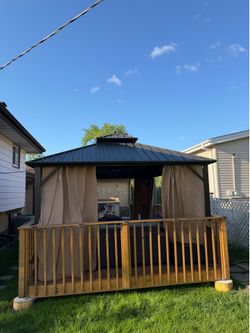 Hard top gazebo and shades