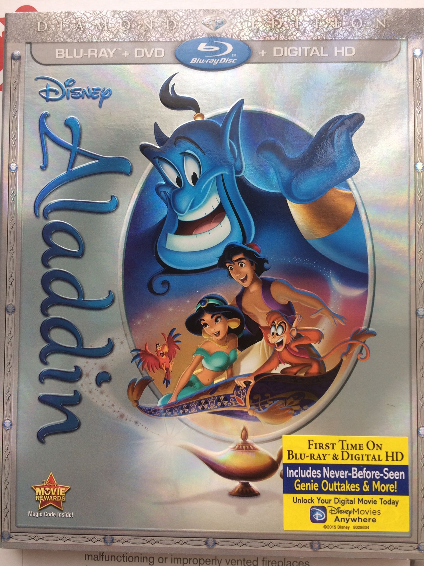 NEW Sealed Aladdin Diamond Edition (Blu Ray/DVD w/ Digital Code)