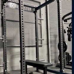 Half Rack PACKAGE - Rack + Flat Bench + Weight Plate Holder Pairs x3