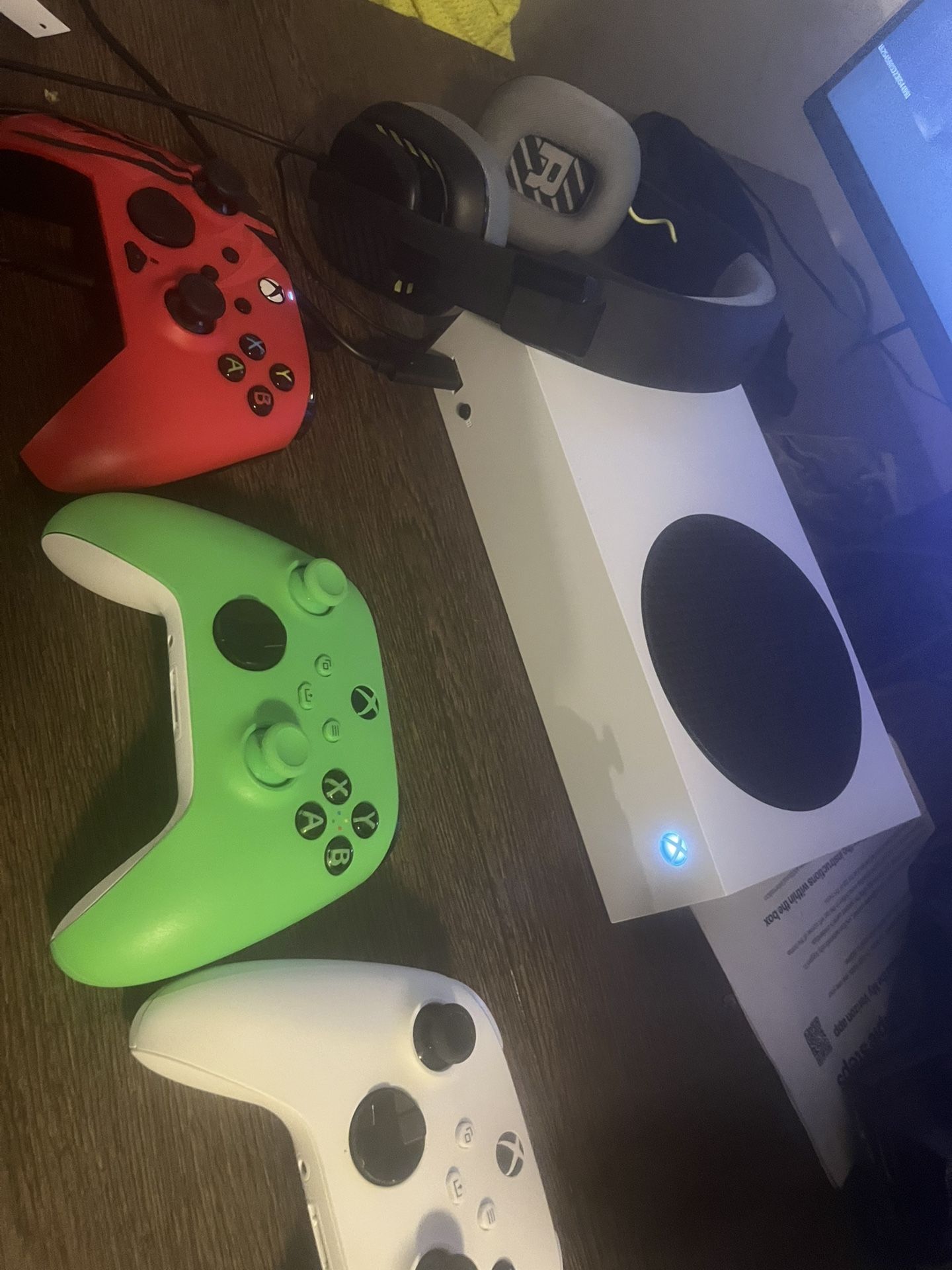 Xbox Series s (Three Controllers And Monitor + Headset )