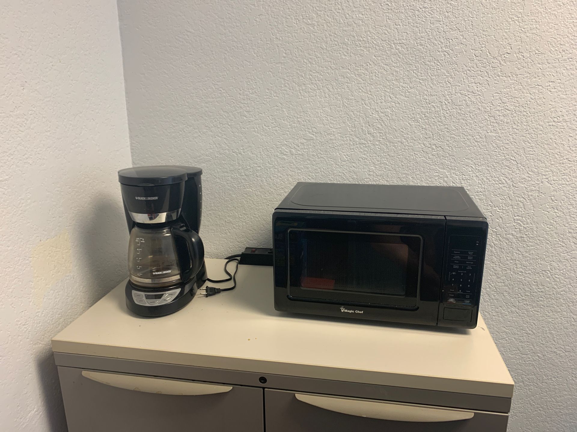Coffee pot and microwave