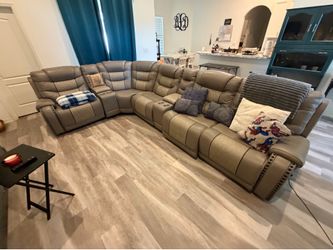 Power sectional leather sofa