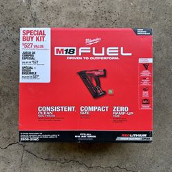 Milwaukee 2839-21HO M18 FUEL 18V 15GA Angled Finish Nailer HIGH OUTPUT Kit 