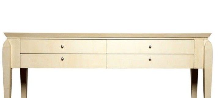 Hickory White Console Table With 4 Drawers, In Ivory Color