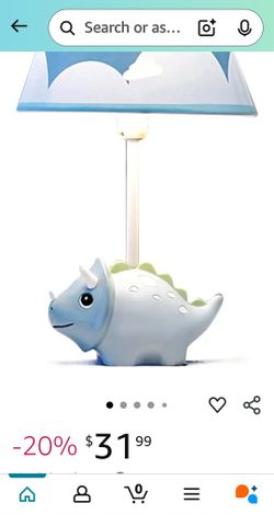 Kids Bedside Lamp, Adorable Blue Triceraton Dinosaur Style Kids Table Lamp