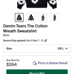Denim Tears Hoodie Size L 