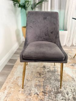 4 gray chairs with 2 free that have small damage