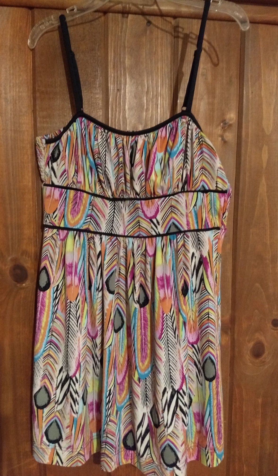 Peacock Spaghetti Strapped Sundress  Size Small Mid Thigh Length