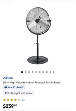 30-in High Velocity Indoor Pedestal Fan, in Black