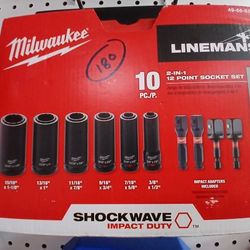 Milwaukee New 2 In 1 12 Point Socket Set