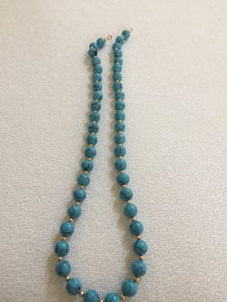 Turquoise and 14k gold necklace