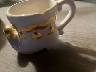 White Ceramic Mug with Gold Drip Detail