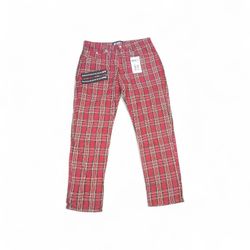 Title:
ROROX Red Plaid Pants – Skull Logo – Men’s Size 36 – Zipper Pockets