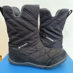 Columbia Youth Minx Slip III Kids Boots Sz 1 Waterproof Black Rain Snow EUC