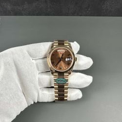 Rolex Date Just Rose Gold Chocolate Dail