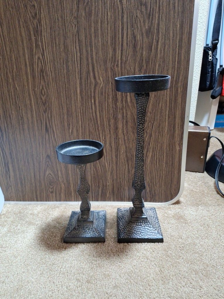 Iron Candle Holder Pillar Set Of 2