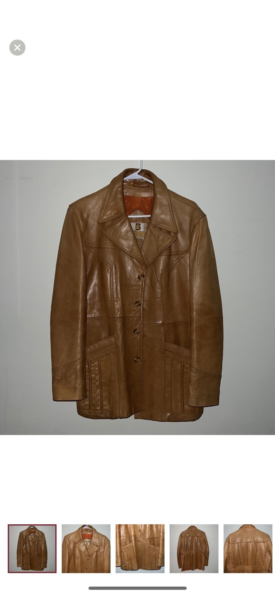 70s Men’s Bermans Burnt Orange Leather jacket size 42