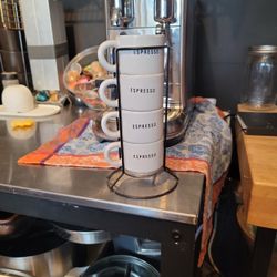 Set Of 4 Espresso Cups With Stand