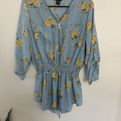 Blue Floral Top (L)