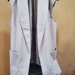 Joie Grey Long Vest with Pockets Size XL