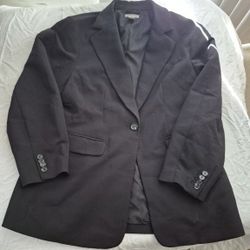H&M Long Blazer Jacket Size Medium Black Single Button Tailored