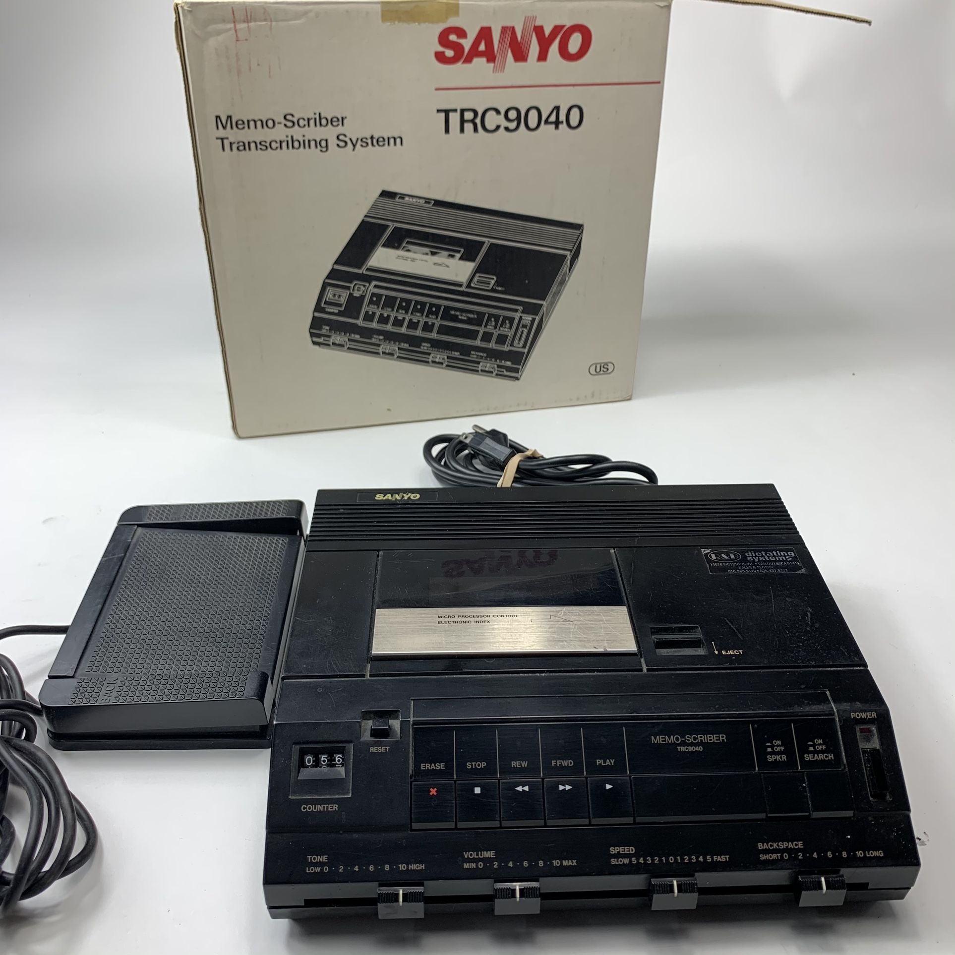 Sanyo TRC 9040 Memo Scriber Transcribing System With Pedal