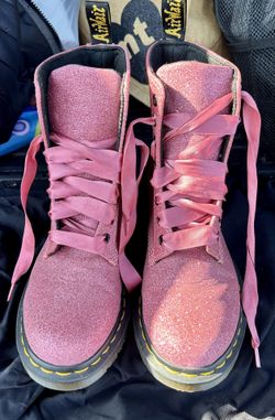 Dr. Martens Chunky glitter Farrah 1460 Sparkle Pink Boots!!!! New Condition!