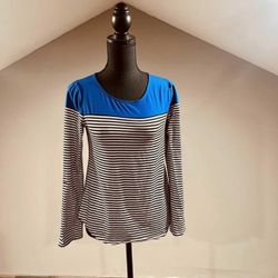 Small Blue Black White Stripe Ling Sleeve