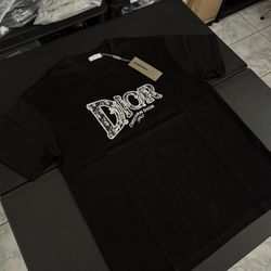 D!OR Black Embroidered Oblique Mirror Tee Shirt