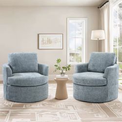 Set of 2 Blue Accent Chair Swivel Lue BONA