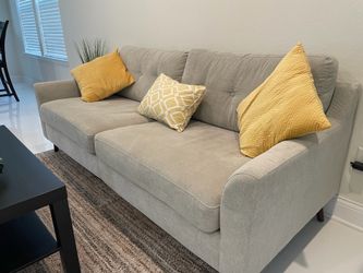 Light Gray Fabric 3-Seat Sofa