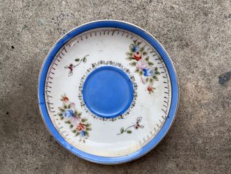 Flower blue & pink saucer made in Japan