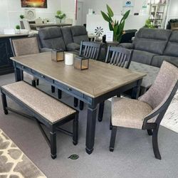 Tyler Creek Dining Table with 4 Chairs and Bench ✨✨New