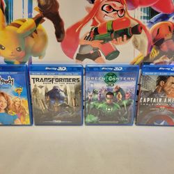 Blu-Ray 3D DVD Movie Set Transformers Green Lantern Captain America Marvel